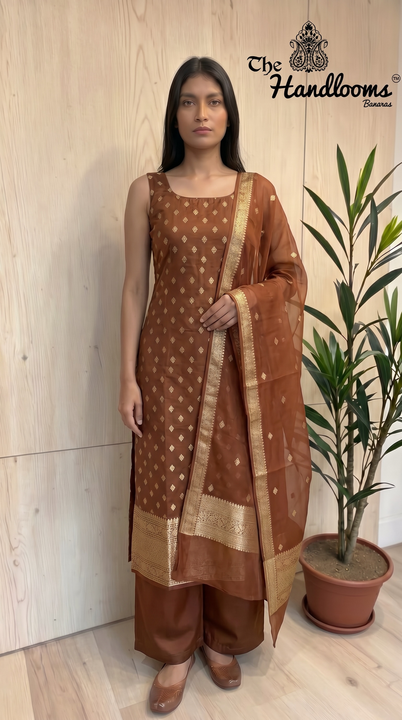 Tissue Khaddi Georgette Banarasi Dress material