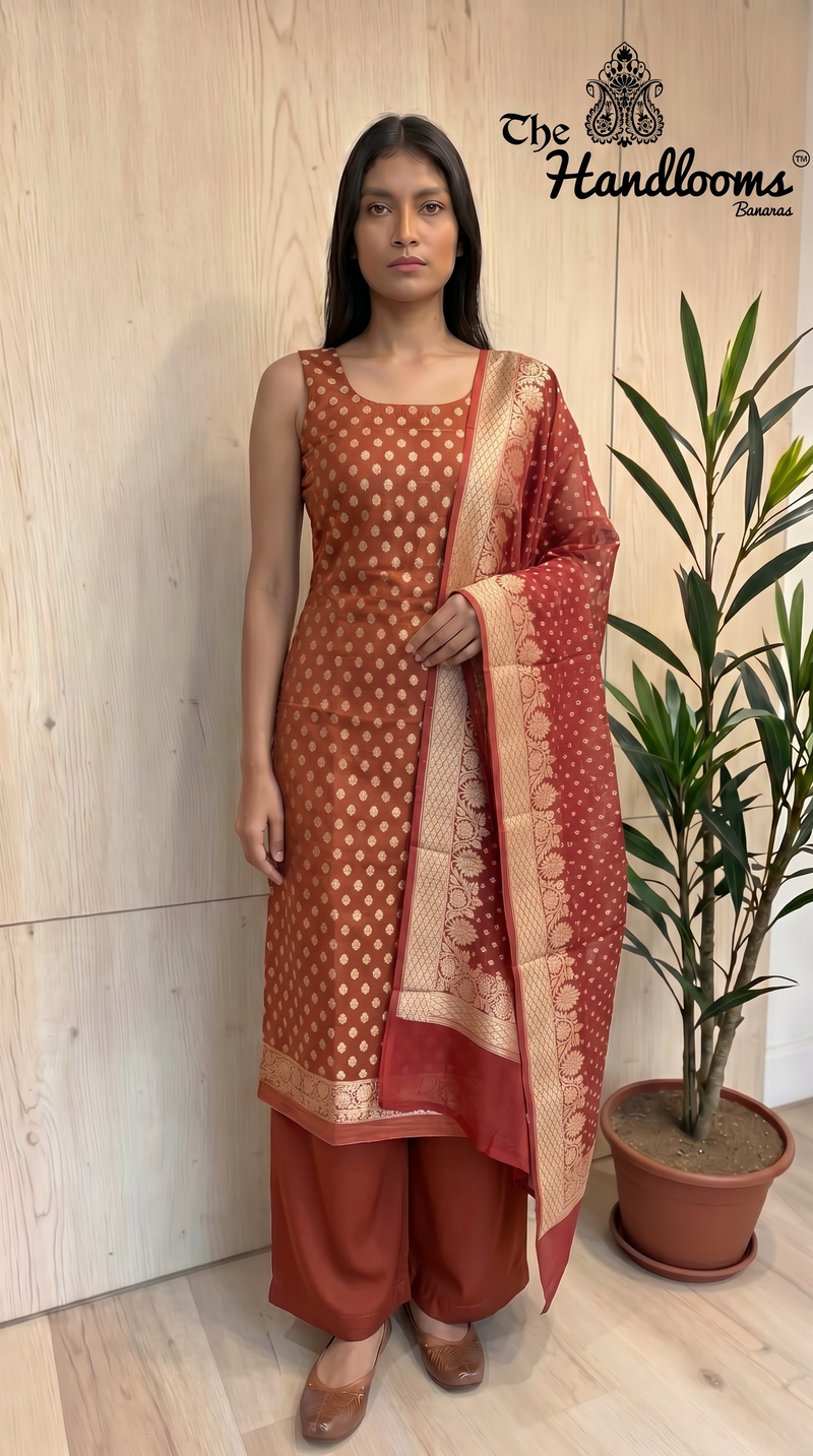 Tissue Khaddi Georgette Banarasi Dress material
