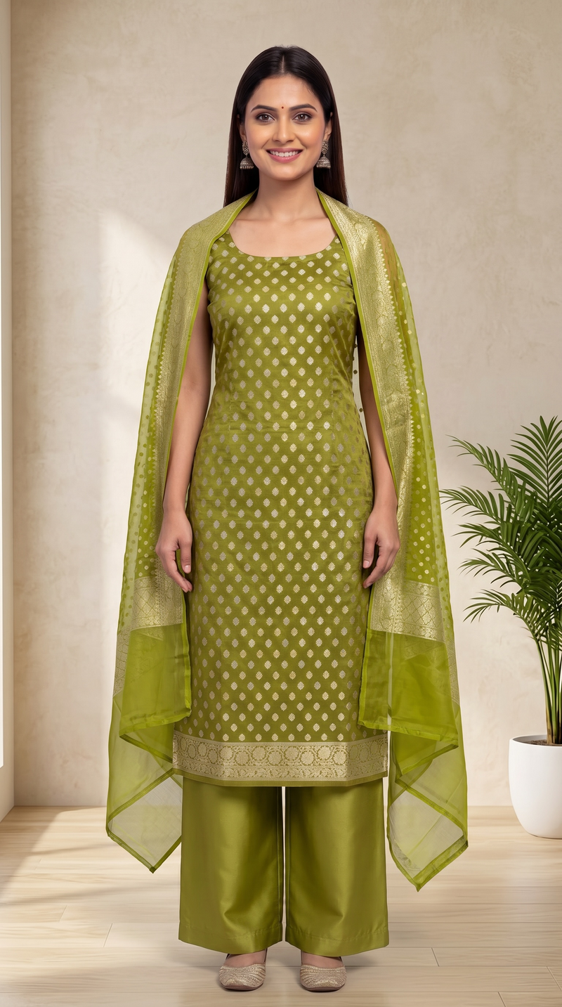 Tissue Khaddi Georgette Banarasi Dress material