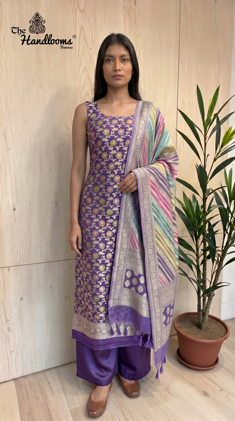 Rangkat Pure Khaddi Georgette Banarasi Dress material