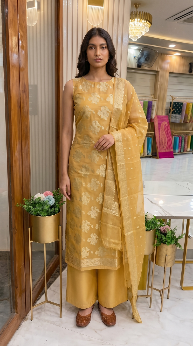 Khaddi Georgette Banarasi Dress material