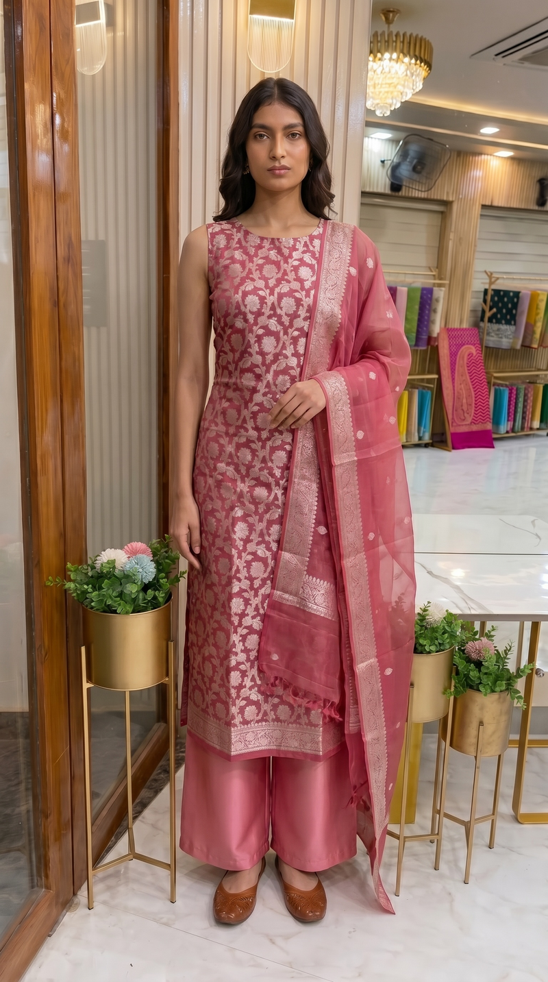 Khaddi Georgette Banarasi Dress material