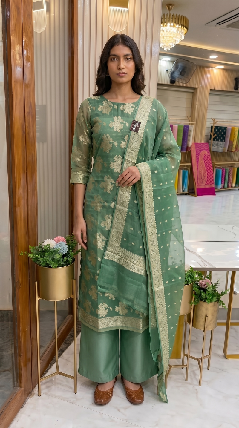 Khaddi Georgette Banarasi Dress material