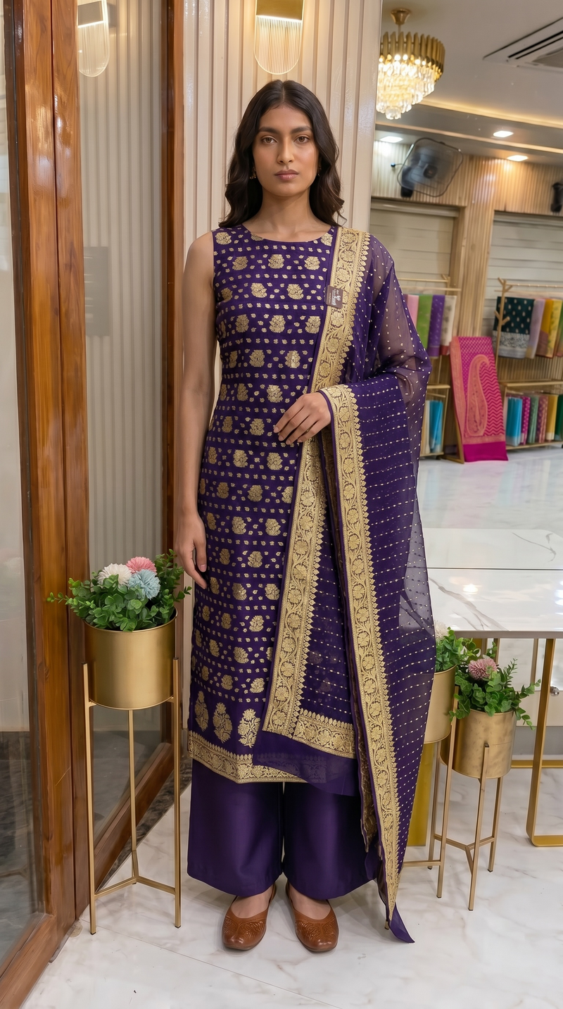 Khaddi Georgette Banarasi Dress material
