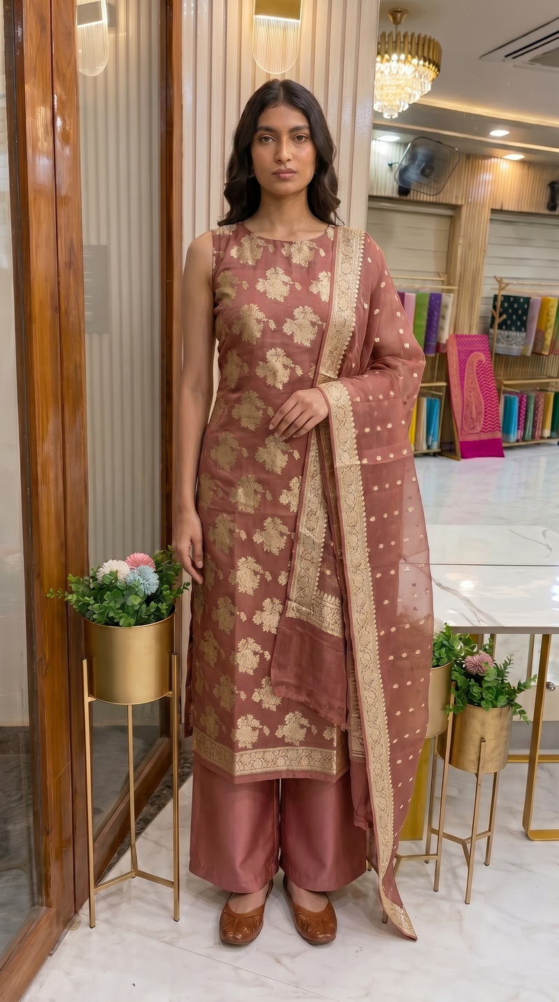 Khaddi Georgette Banarasi Dress material