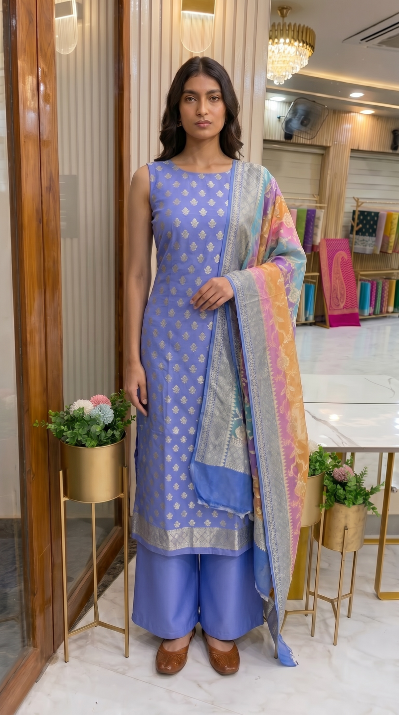 Pure Khaddi Georgette Banarasi Dress material