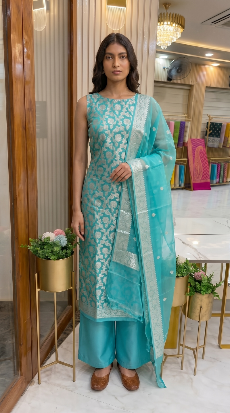 Khaddi Georgette Banarasi Dress material