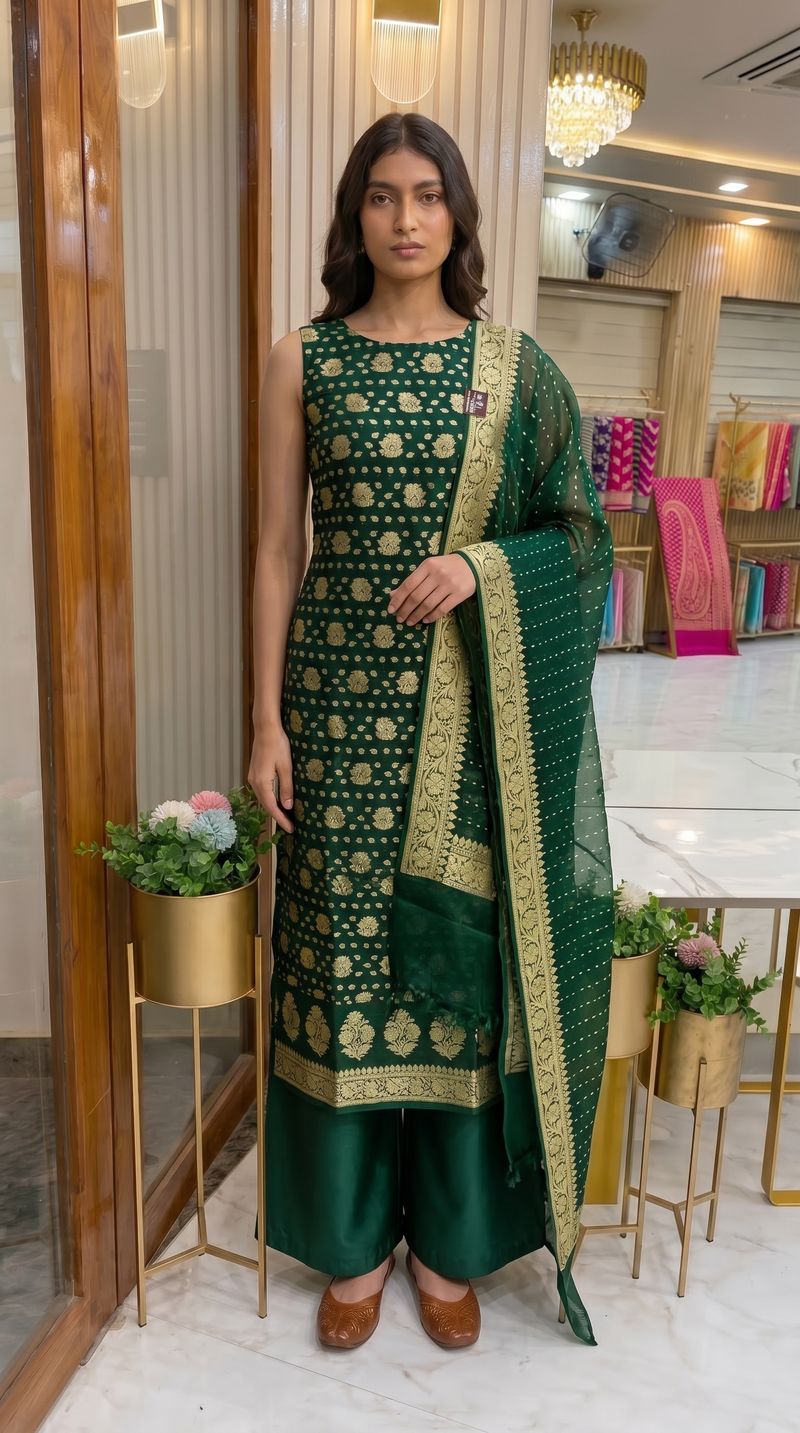 Khaddi Georgette Banarasi Dress material