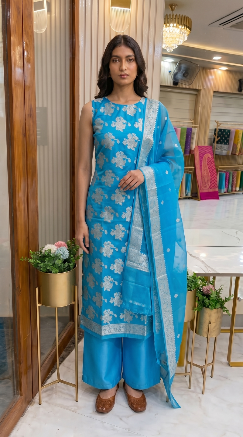Khaddi Georgette Banarasi Dress material