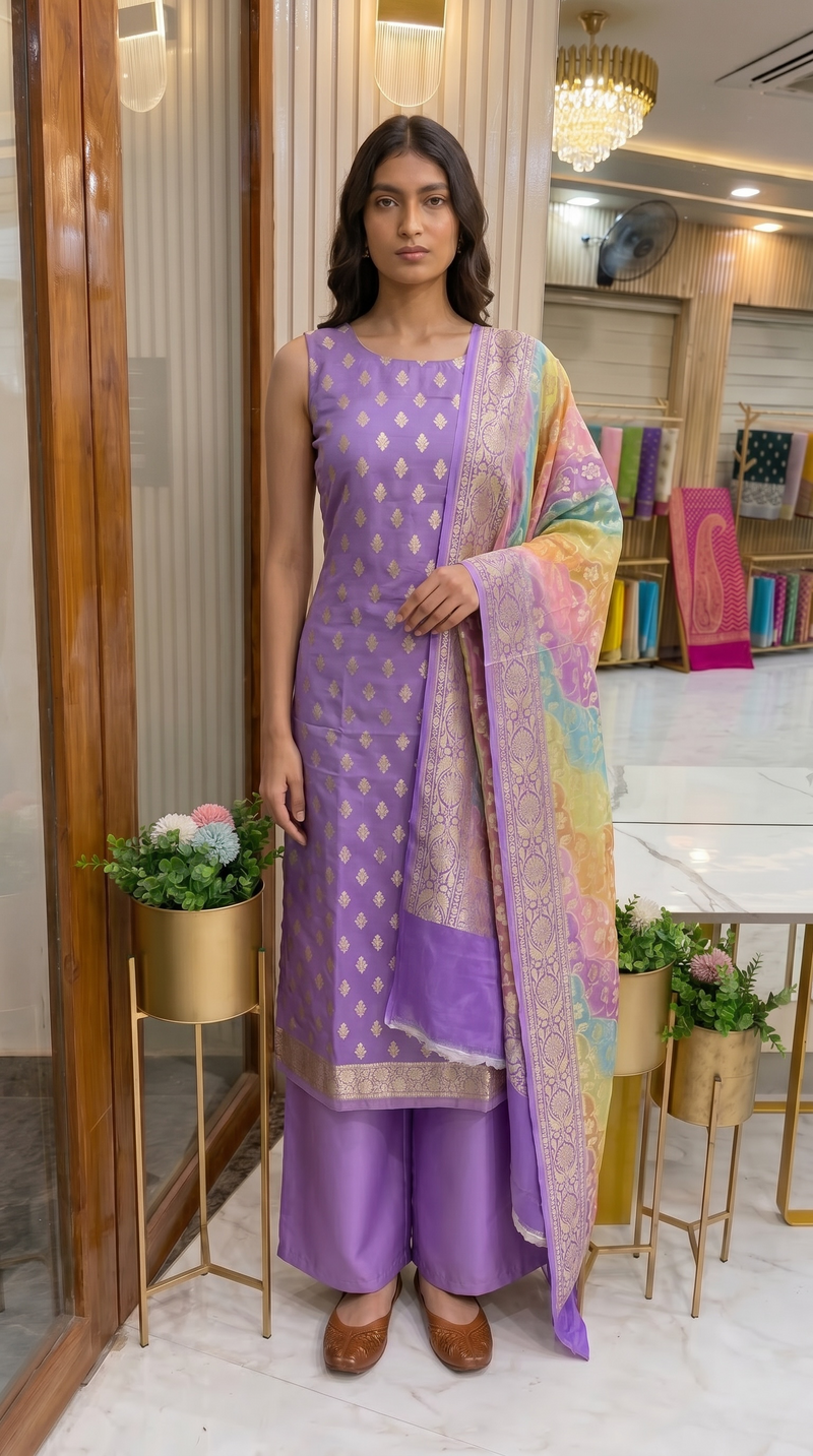 Khaddi Georgette Banarasi Dress material