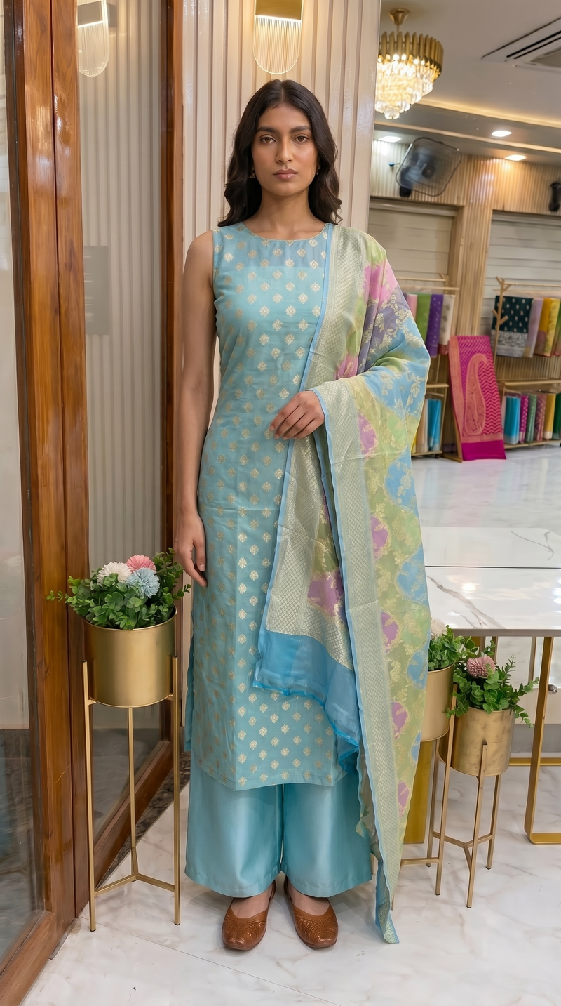 Khaddi Georgette Banarasi Dress material