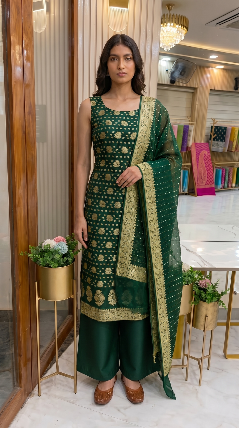 Khaddi Georgette Banarasi Dress material