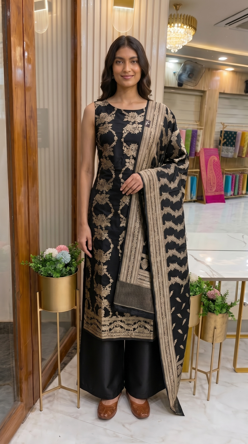 Pure Katan Silk Handlooms Banarasi Dress material