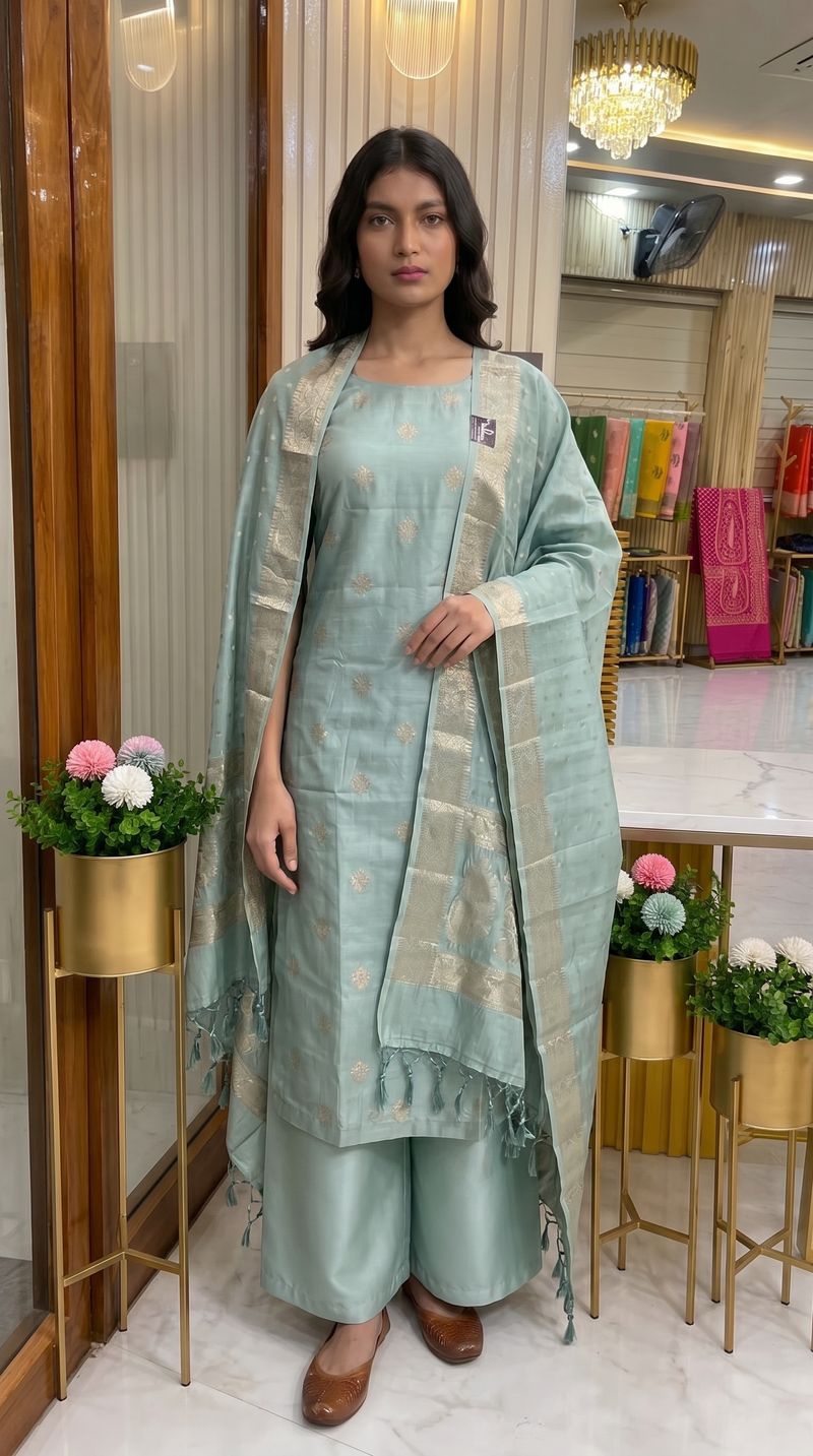 Pure Chiniya Silk Handlooms Banarasi Dress material