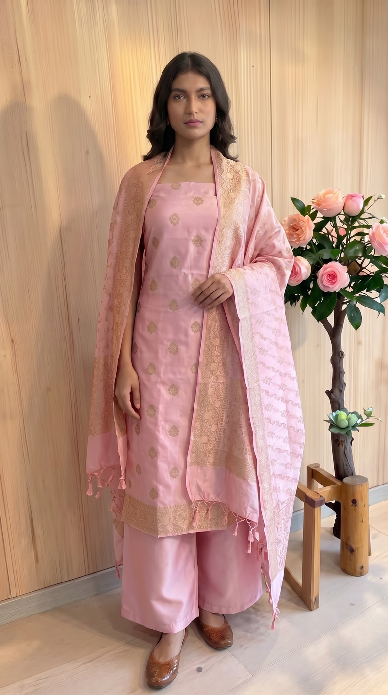 Pure Chiniya Silk Handlooms Banarasi Dress material