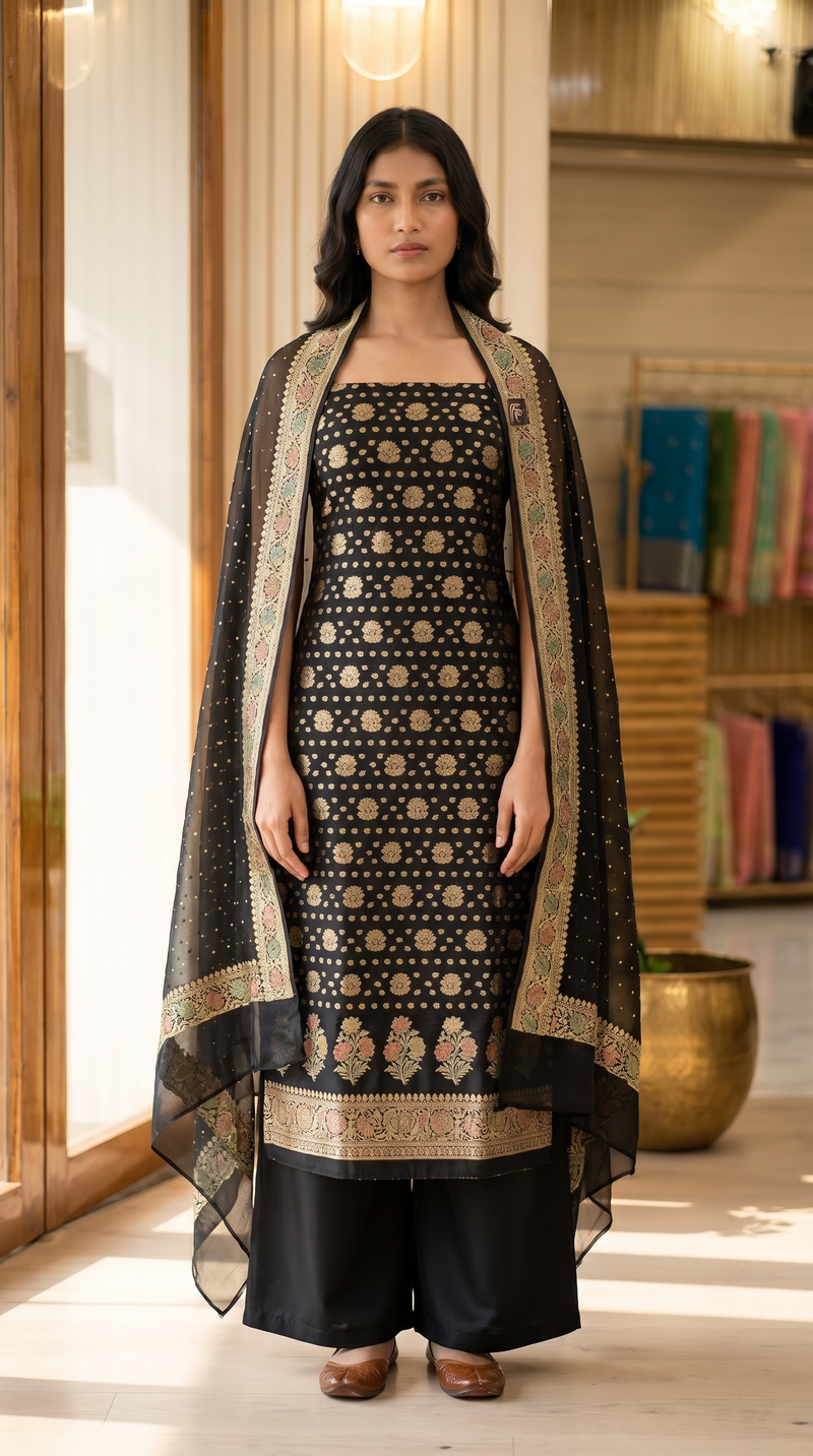 Khaddi Georgette Banarasi Dress material