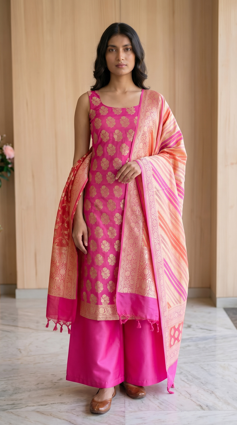 Khaddi Georgette Handlooms Banarasi Dress material