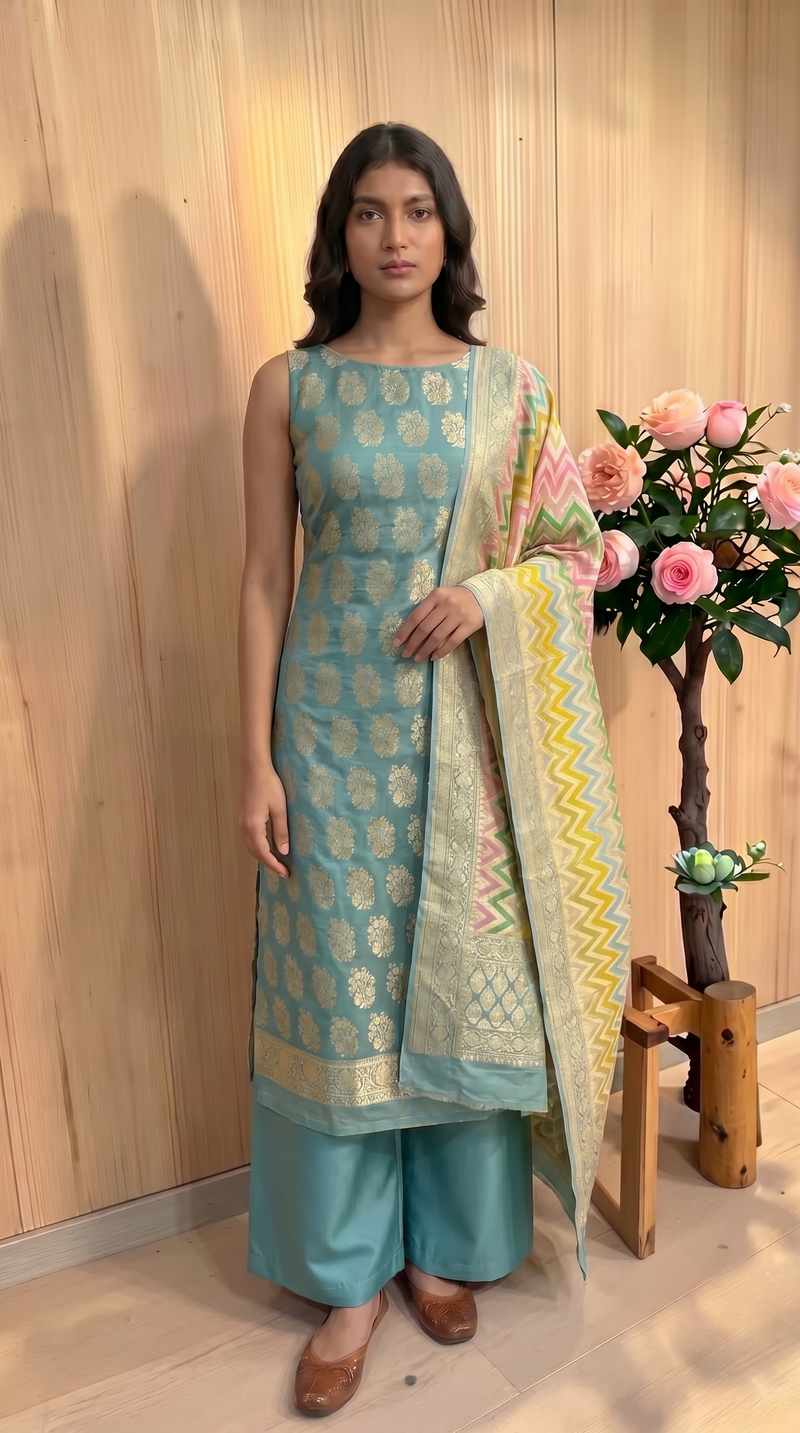 Khaddi Georgette Handlooms Banarasi Dress material