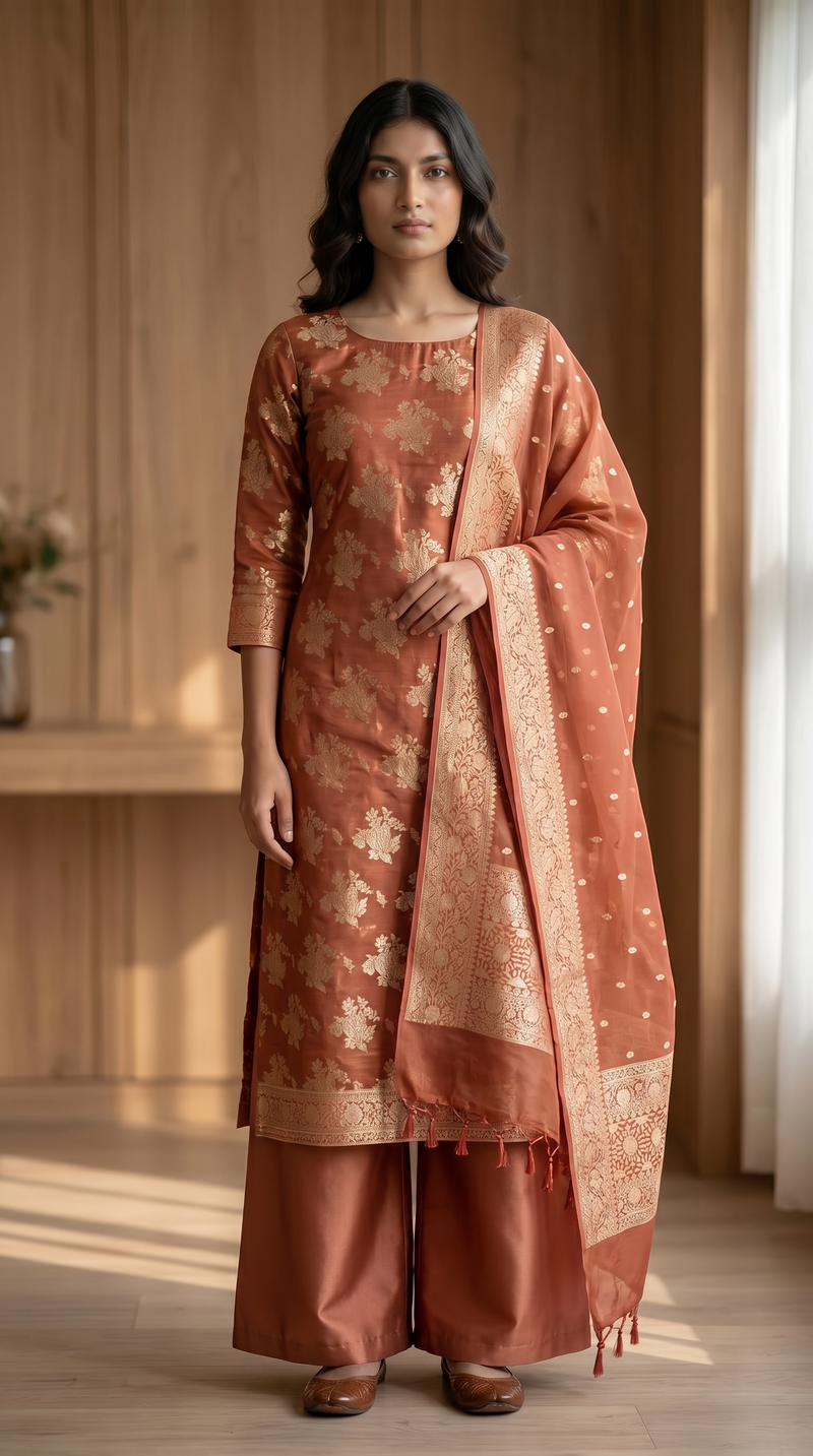 Khaddi Georgette Handlooms Banarasi Dress material