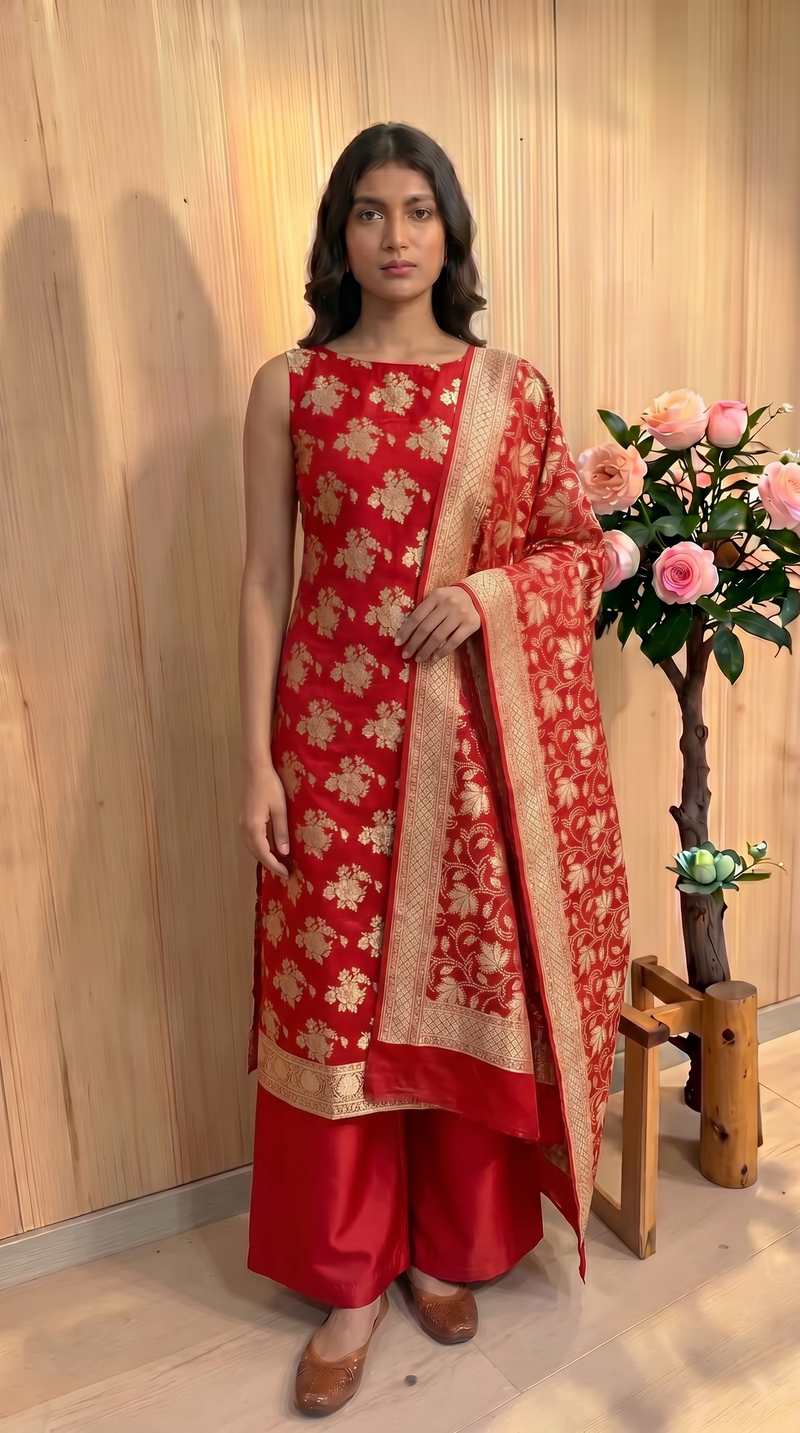 Khaddi Georgette Handlooms Banarasi Dress material