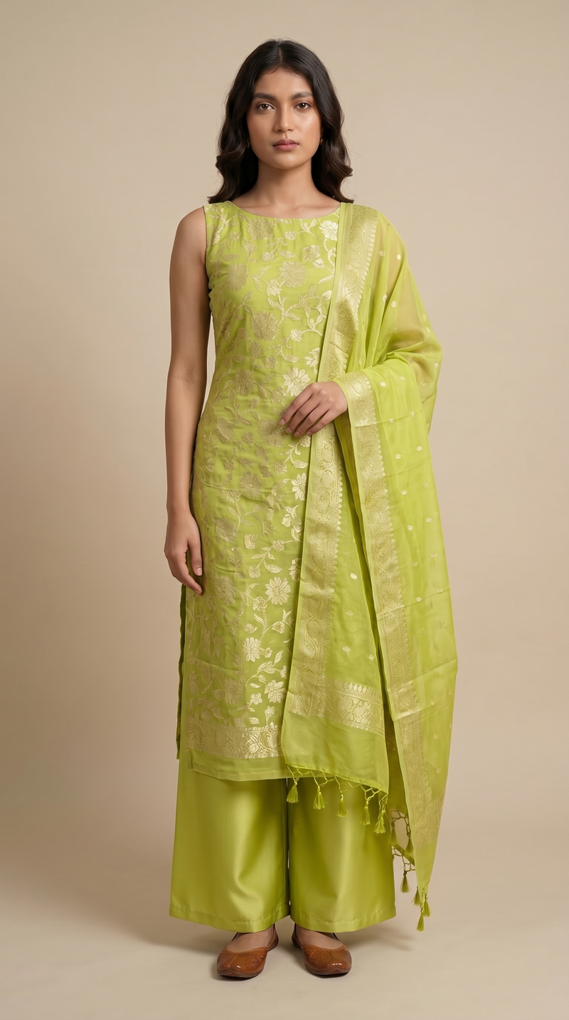Khaddi Georgette Handlooms Banarasi Dress material