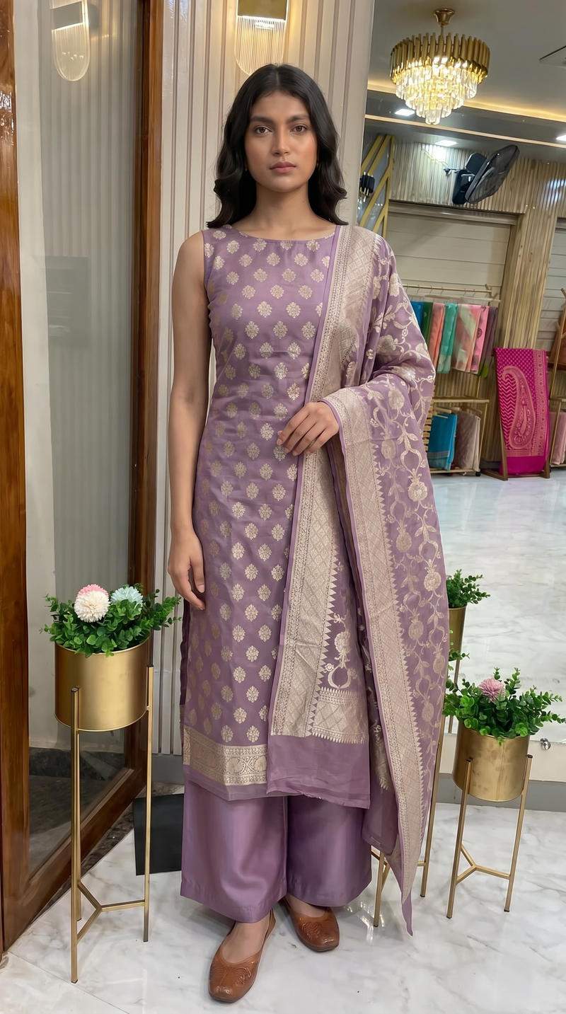 Khaddi Georgette Handlooms Banarasi Dress material