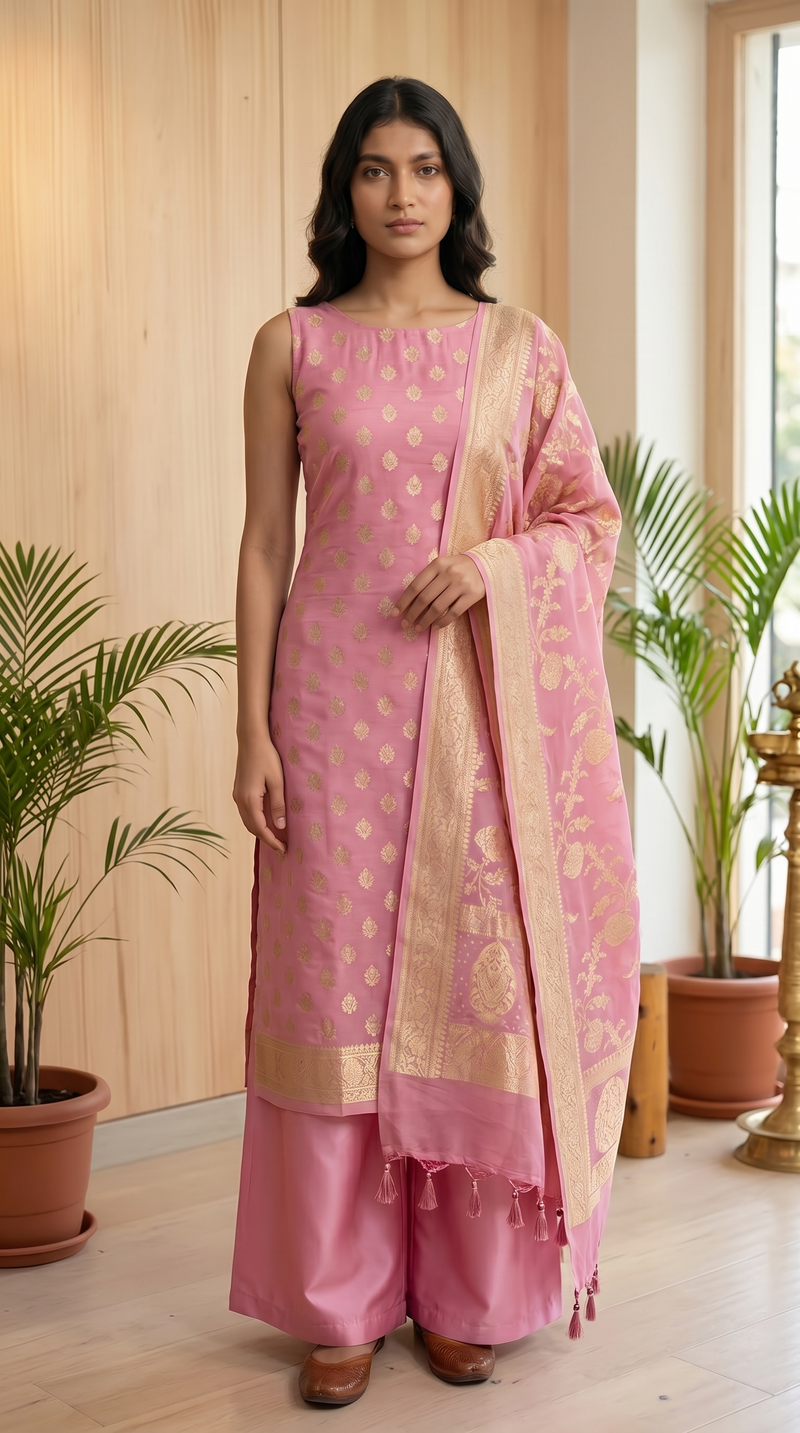 Khaddi Georgette Handlooms Banarasi Dress material