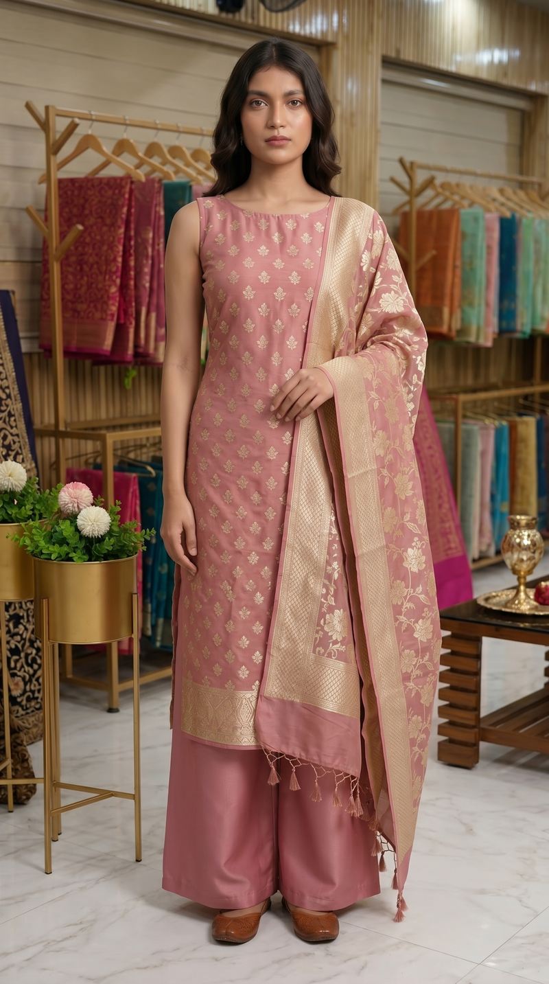 Khaddi Georgette Handlooms Banarasi Dress material