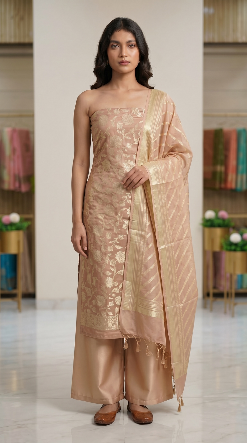 Khaddi Georgette Handlooms Banarasi Dress material