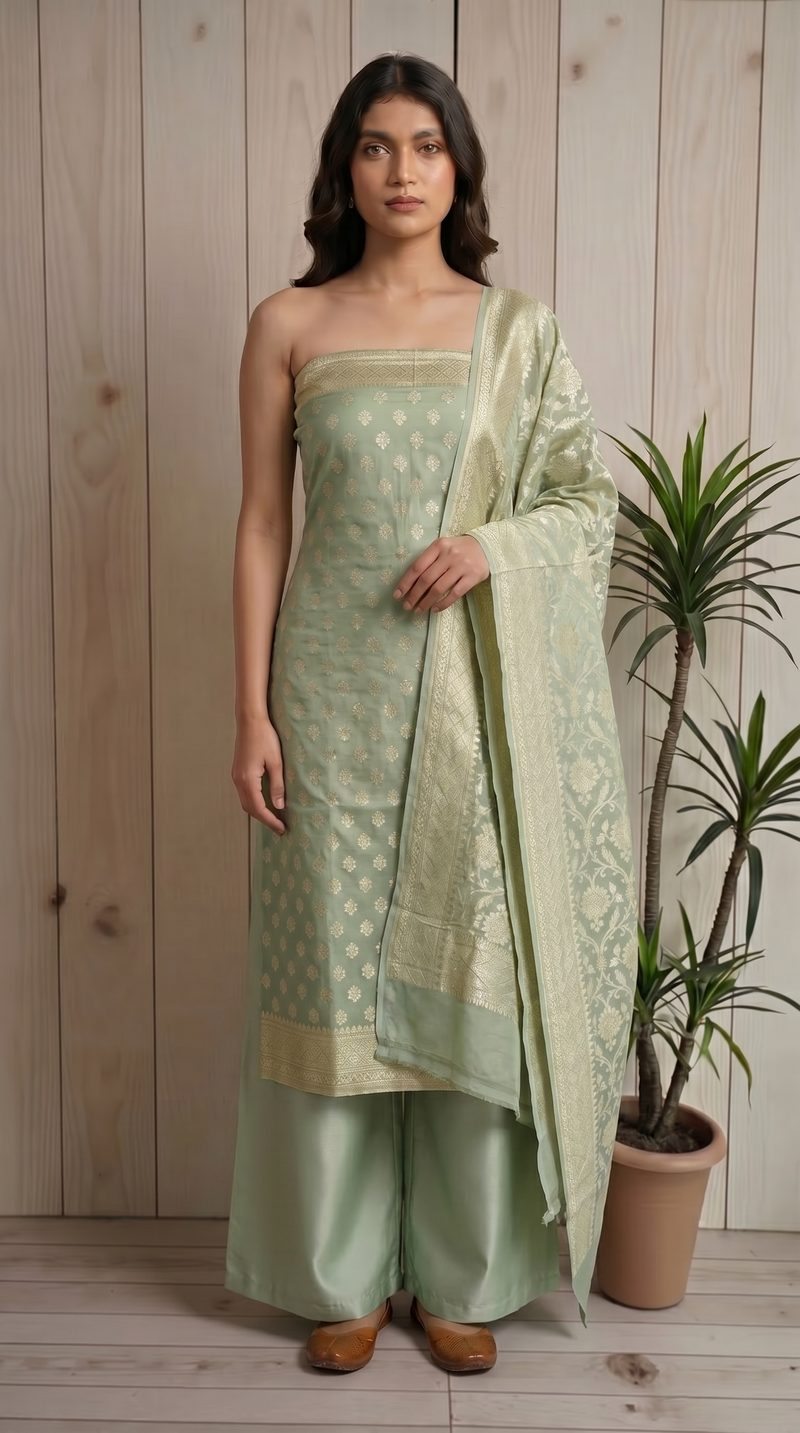 Khaddi Georgette Handlooms Banarasi Dress material