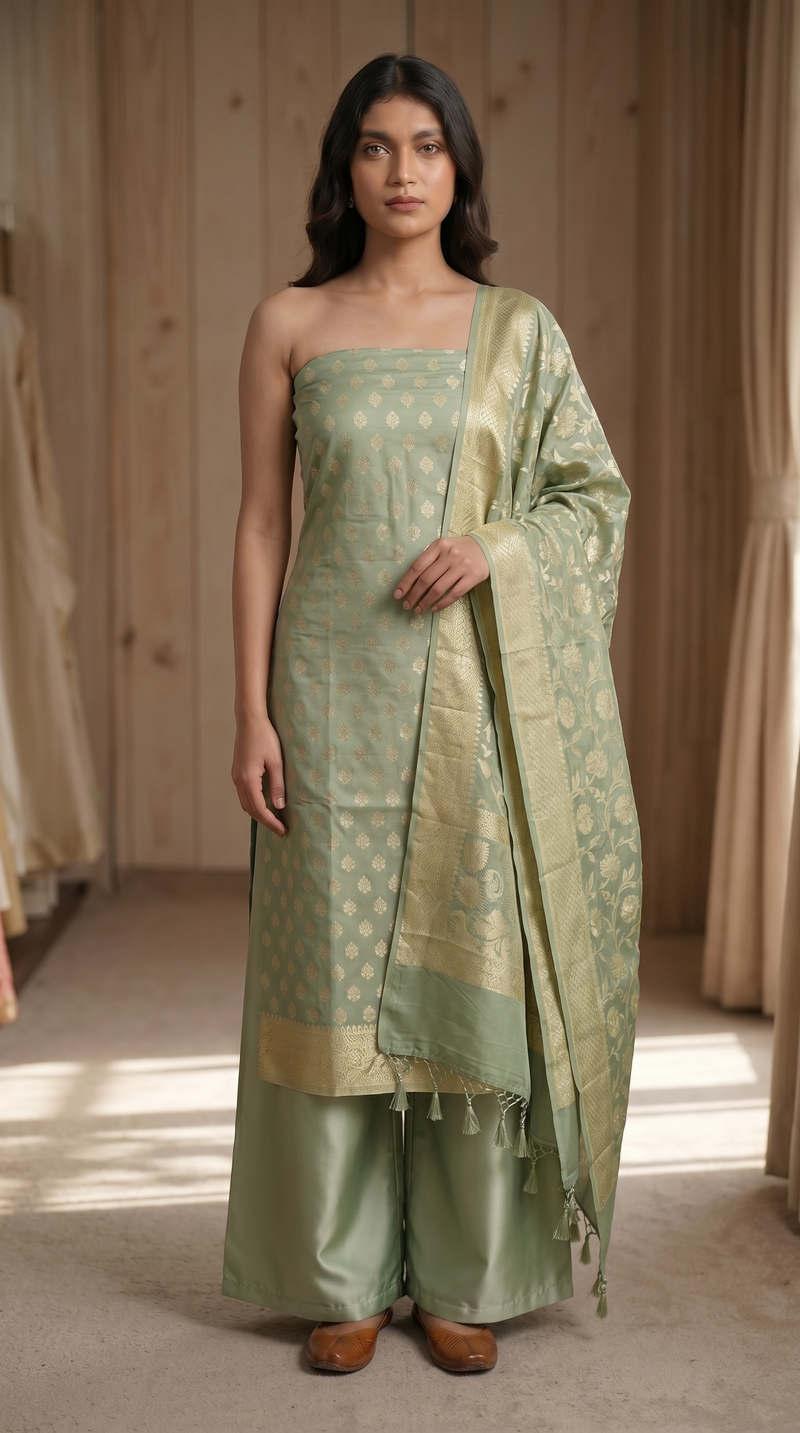 Khaddi Georgette Handlooms Banarasi Dress material
