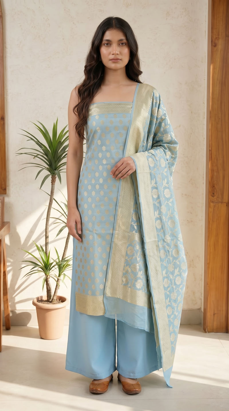 Khaddi Georgette Handlooms Banarasi Dress material