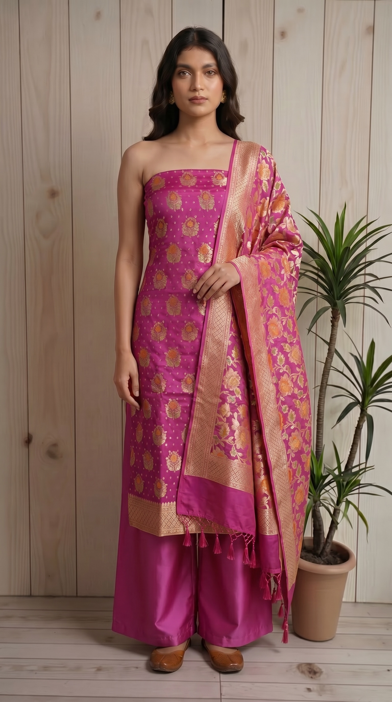 Pure Khaddi Georgette Banarasi Dress material