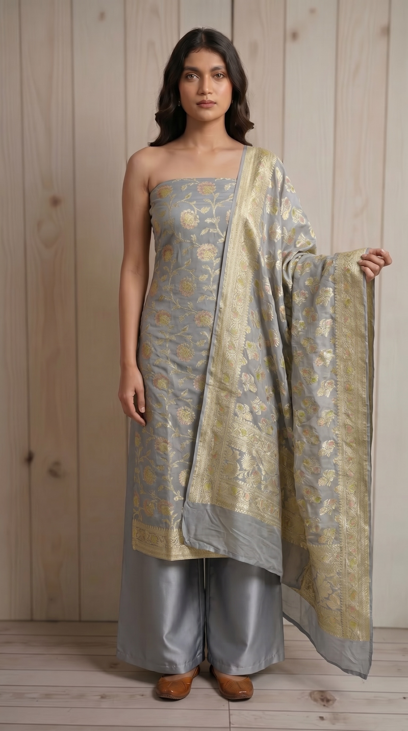 Pure Khaddi Georgette Banarasi Dress material