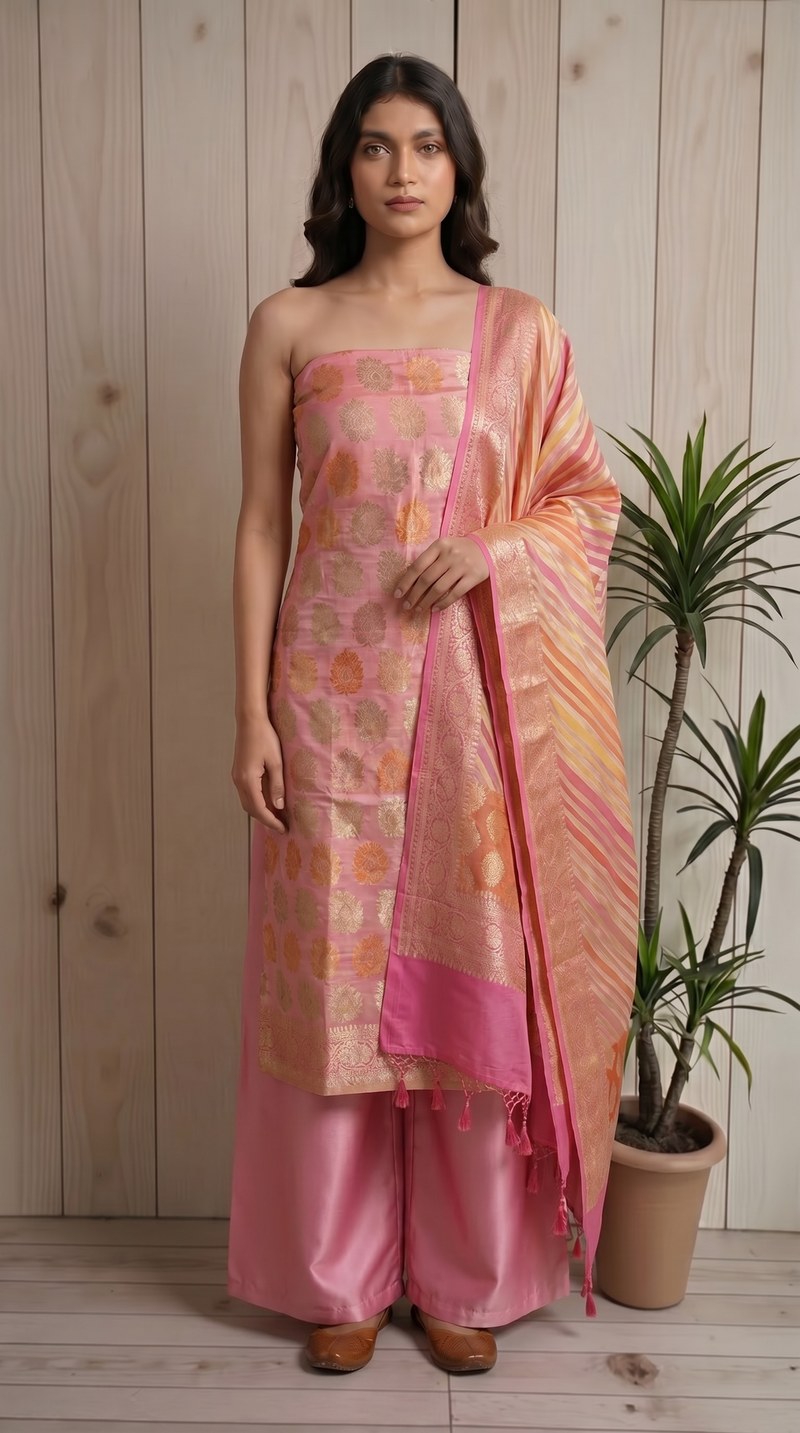 Pure Khaddi Georgette Banarasi Dress material