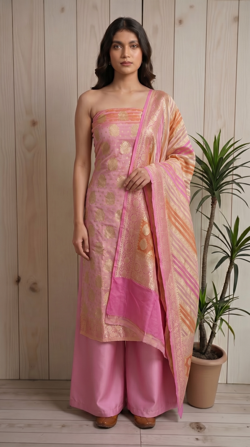 Pure Khaddi Georgette Banarasi Dress material