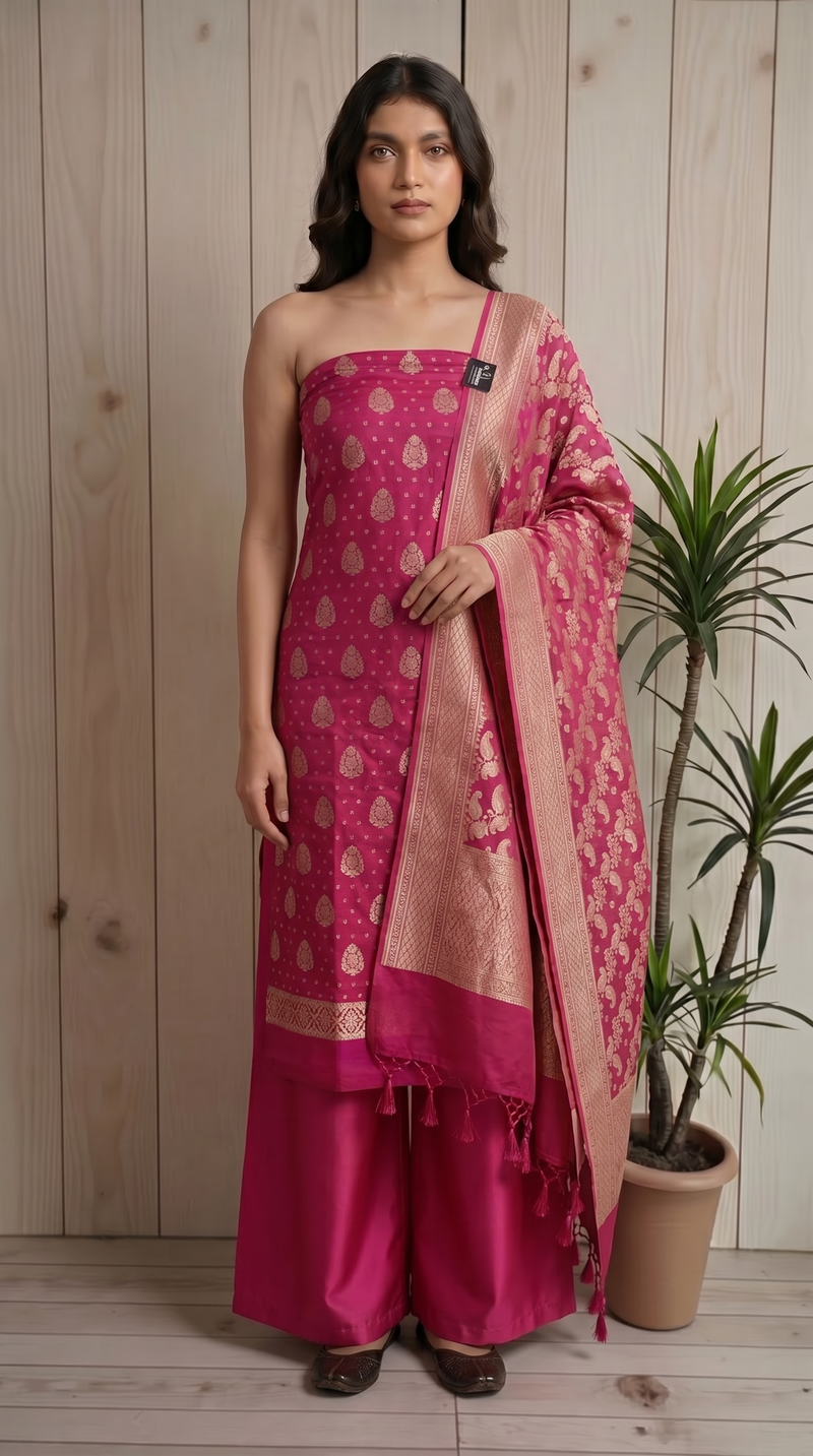 Khaddi Georgette Handlooms Banarasi Dress material