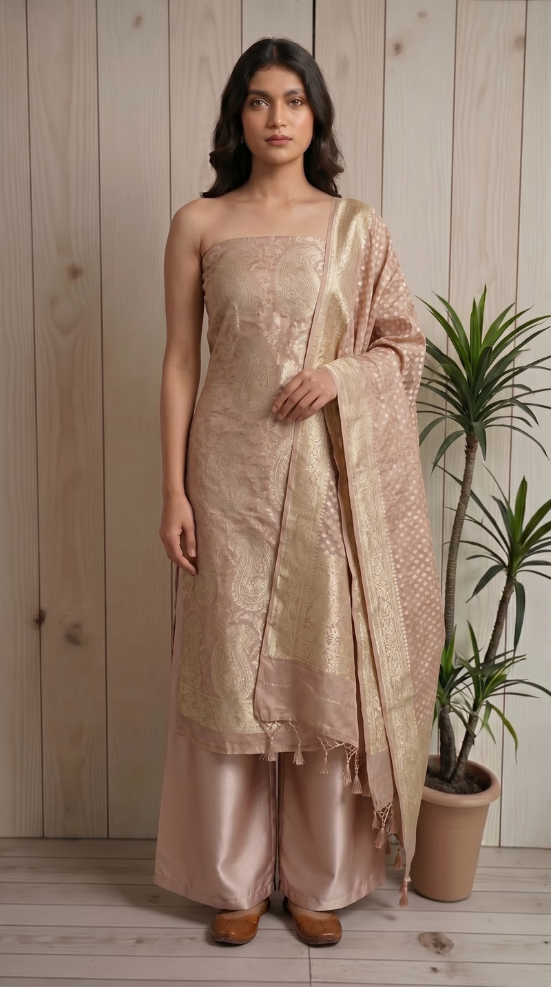 Khaddi Georgette Handlooms Banarasi Dress material