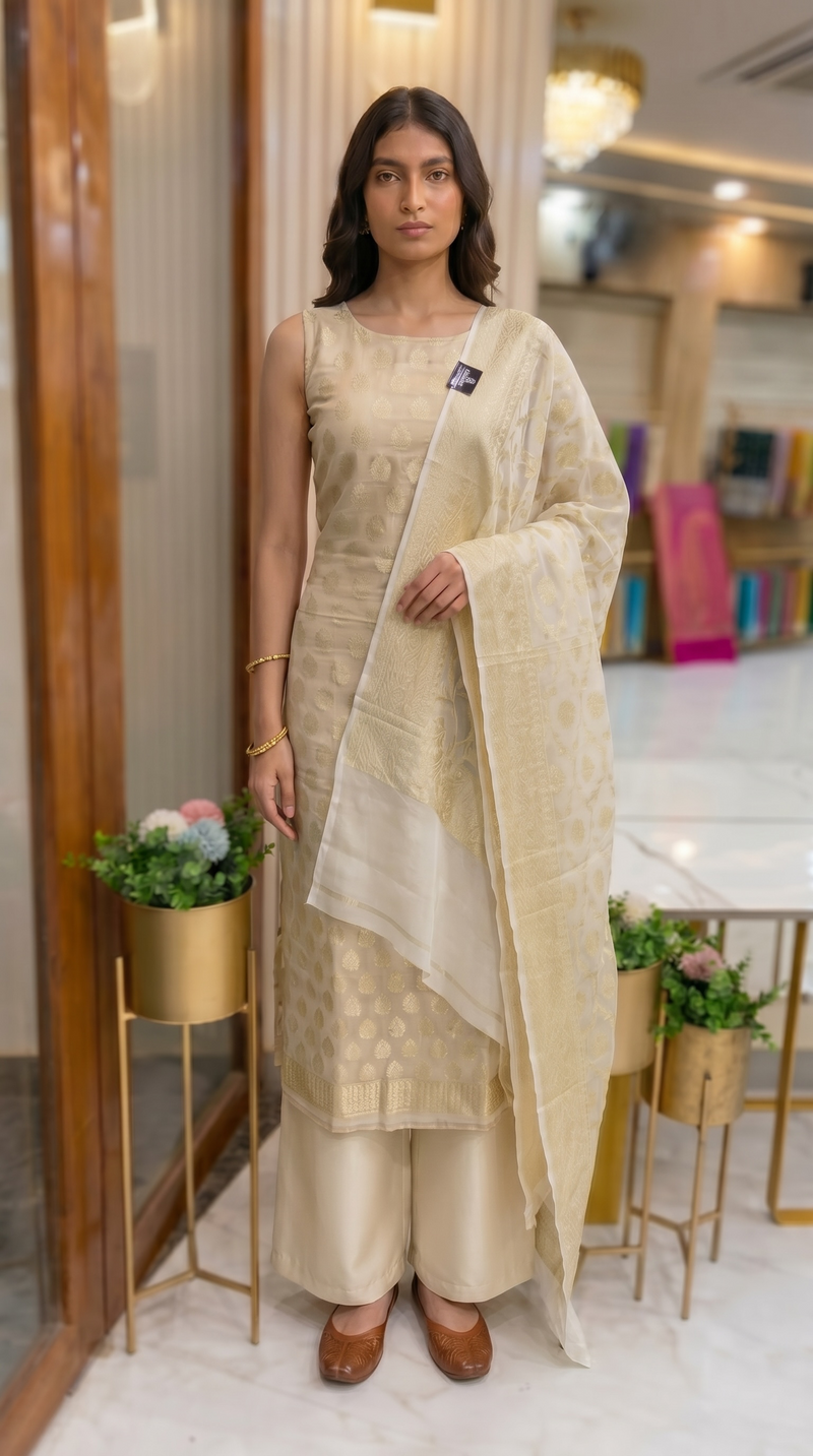 Pure Moonga Georgette Banarasi Dress material