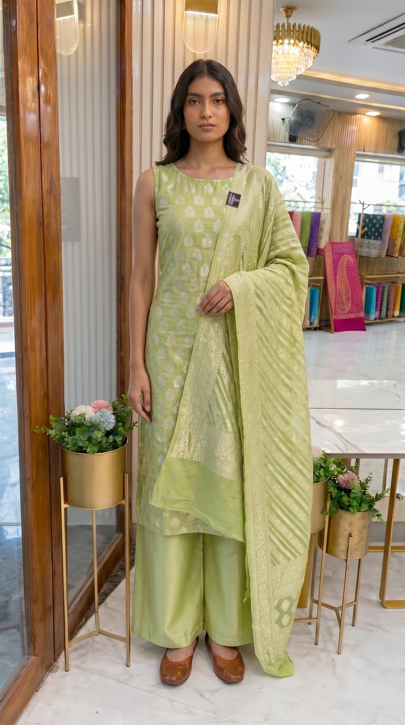 Khaddi Georgette Handlooms Banarasi Dress material