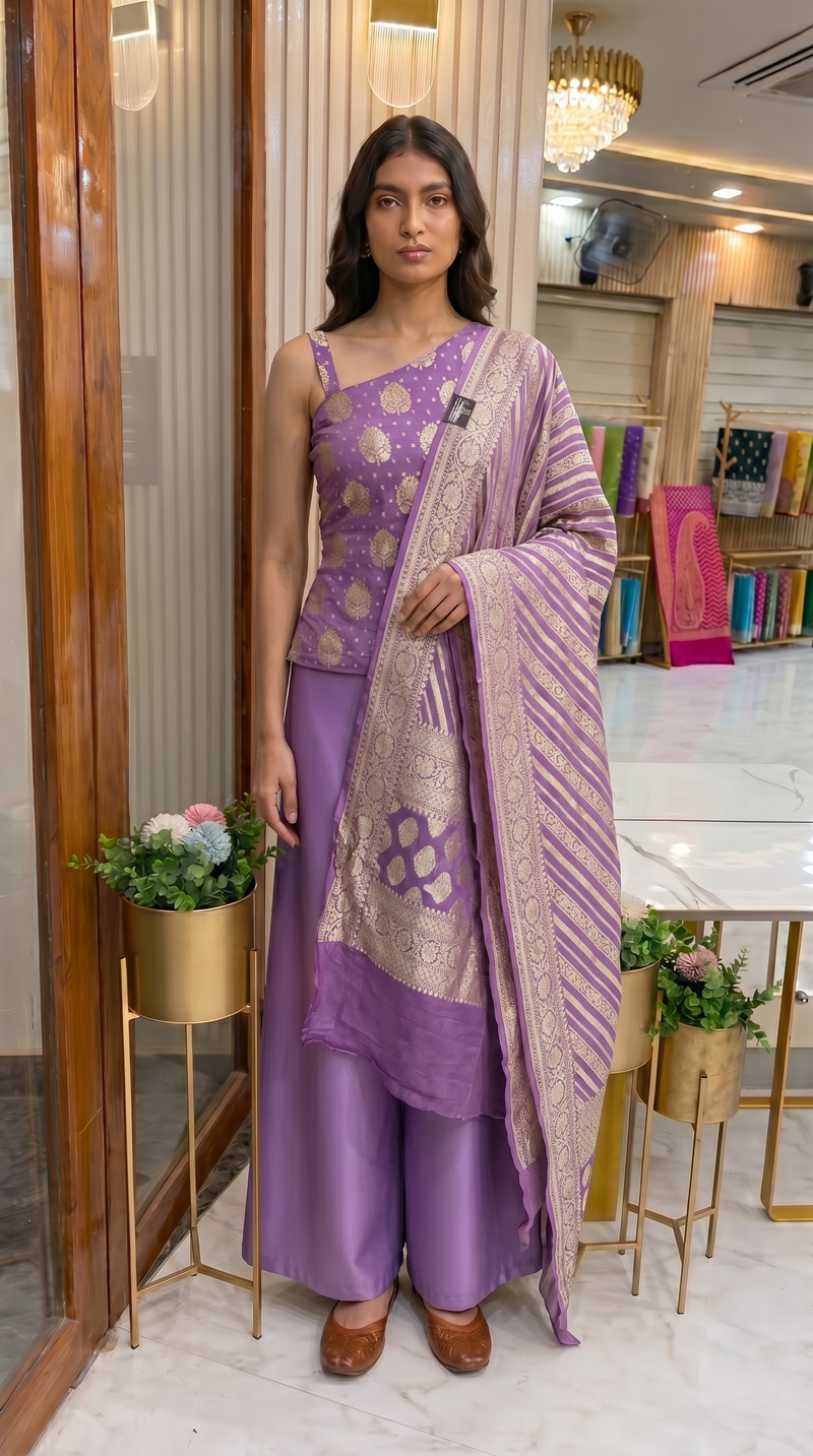 Khaddi Georgette Handlooms Banarasi Dress material