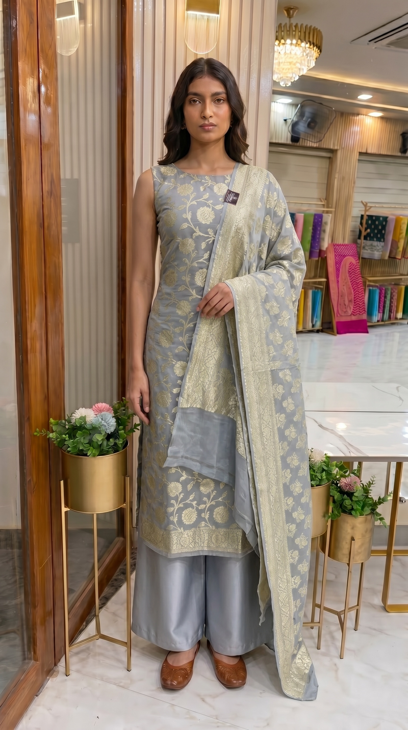 Khaddi Georgette Handlooms Banarasi Dress material