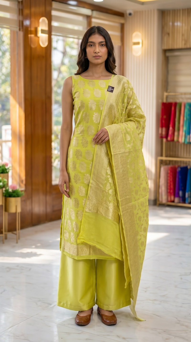Khaddi Georgette Handlooms Banarasi Dress material