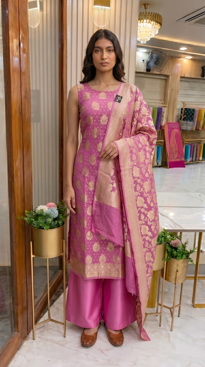Khaddi Georgette Handlooms Banarasi Dress material