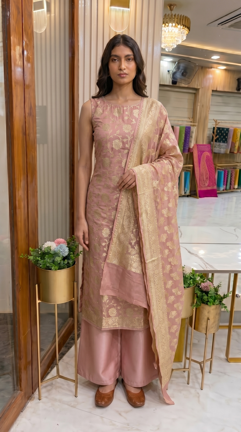 Khaddi Georgette Handlooms Banarasi Dress material