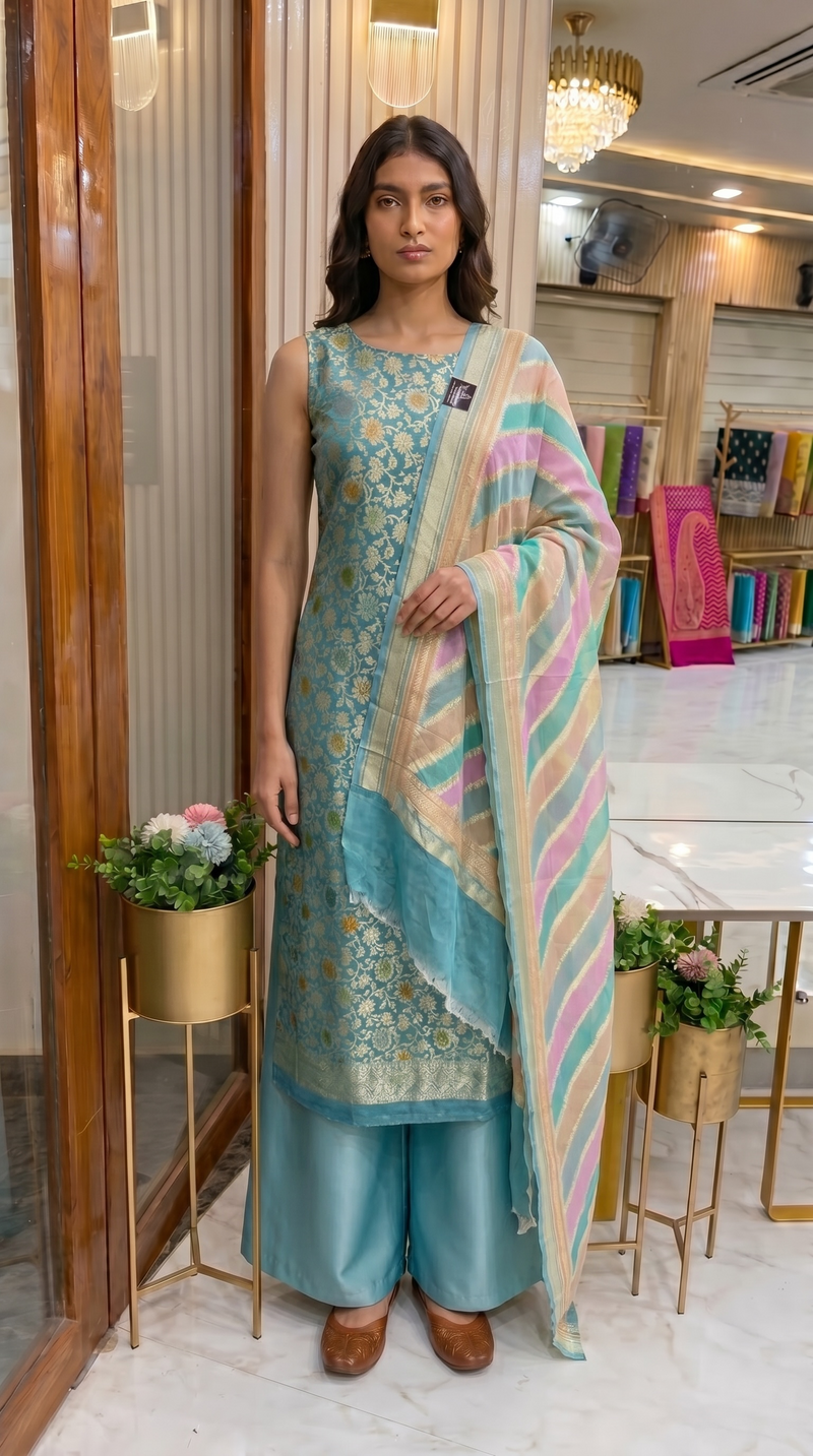 Pure Khaddi Georgette Banarasi Dress material