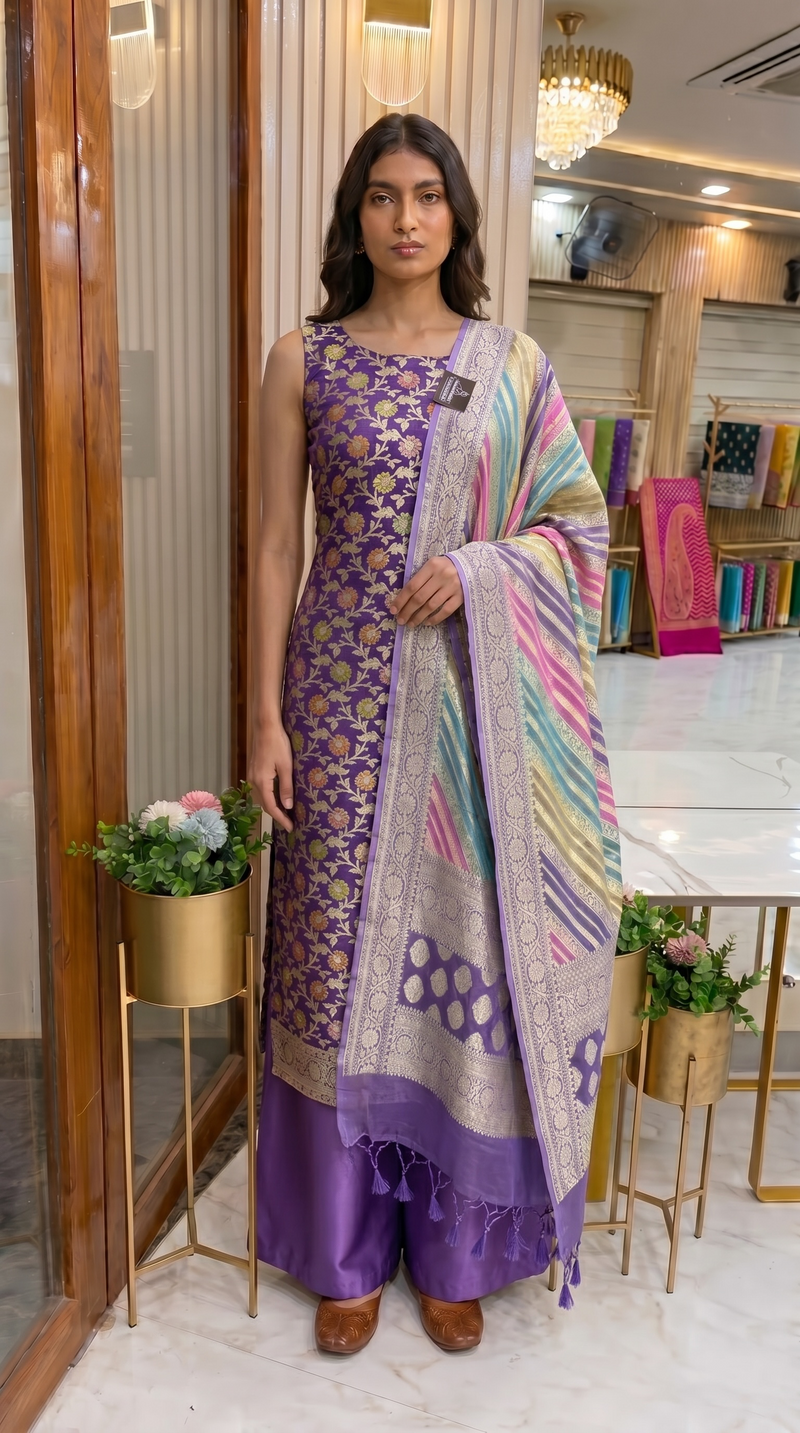 Rangkat Pure Khaddi Georgette Banarasi Dress material