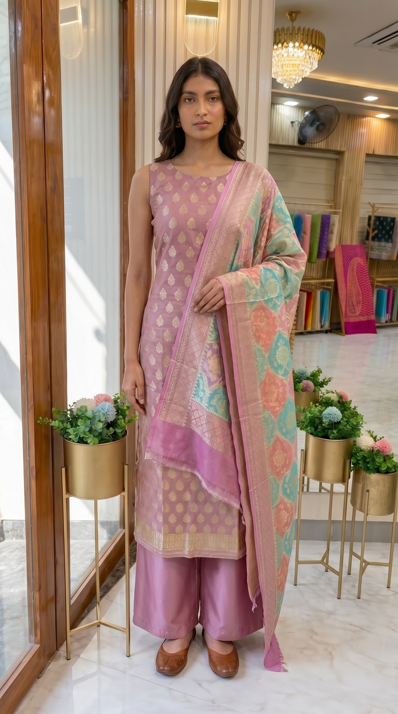 Pure Khaddi Georgette Banarasi Dress material