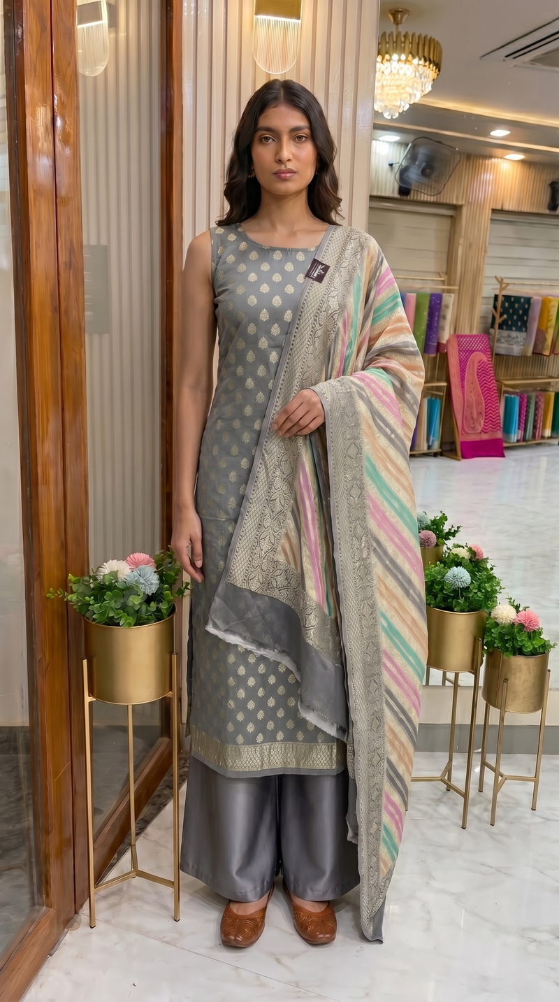 Pure Khaddi Georgette Banarasi Dress material