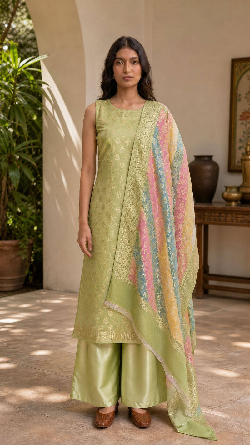 Pure Khaddi Georgette Banarasi Dress material